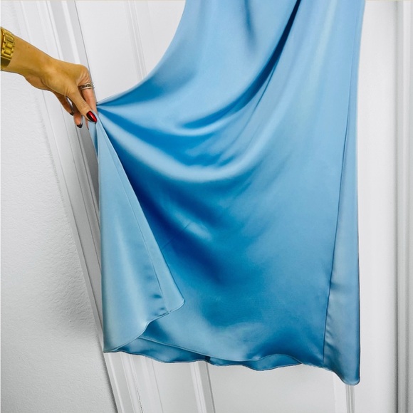 Katie May Taylor Gown in French Blue Bustier Strapless Maxi Dress Satin Small S - Picture 8 of 14